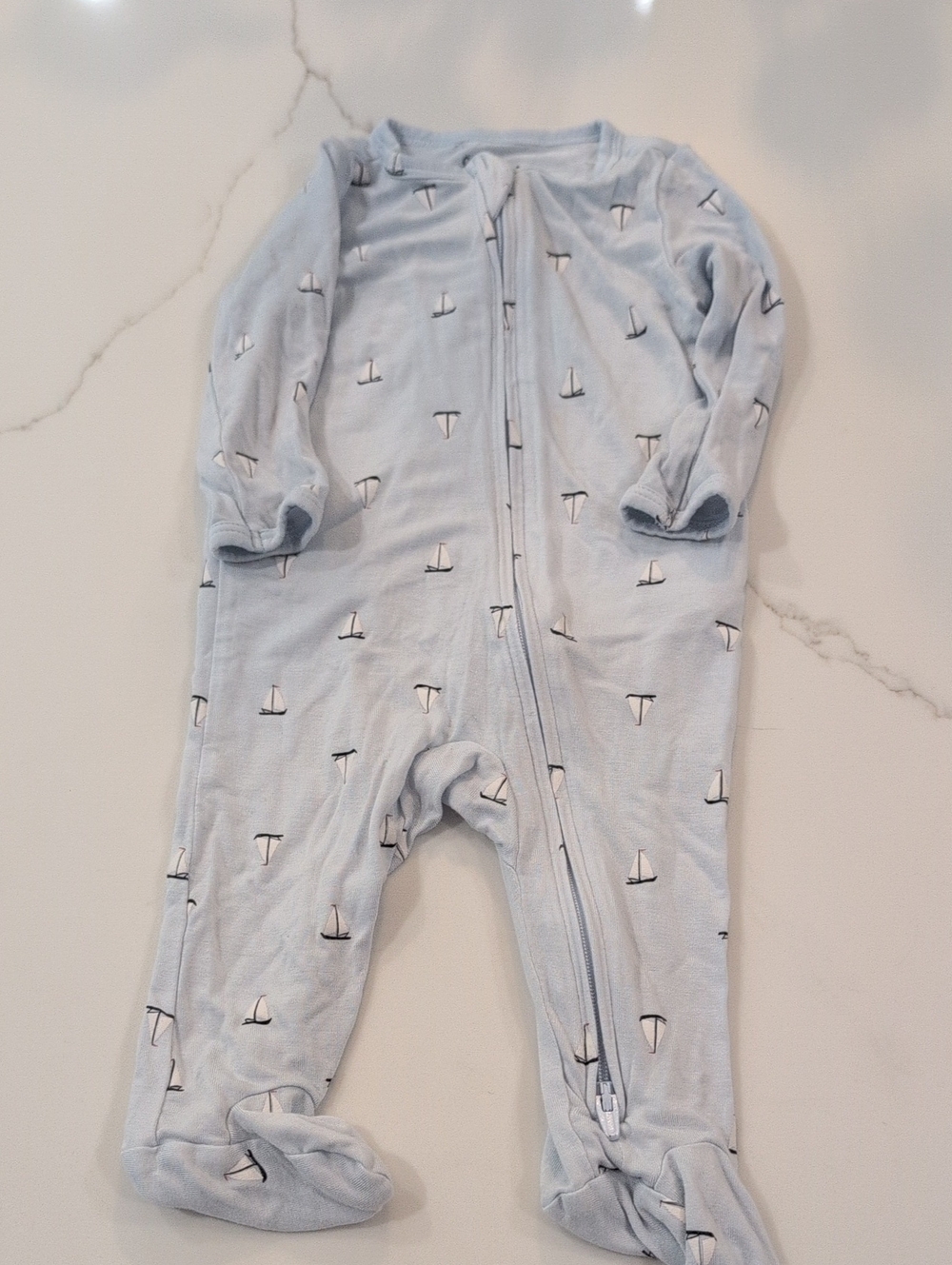 Carter's Light Blue Footed One-Piece with Sailboat Print